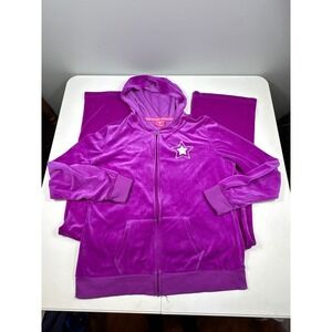Hard Candy Y2K Purple Velour Tracksuit Set Juniors XL 15-17 Rhinestone